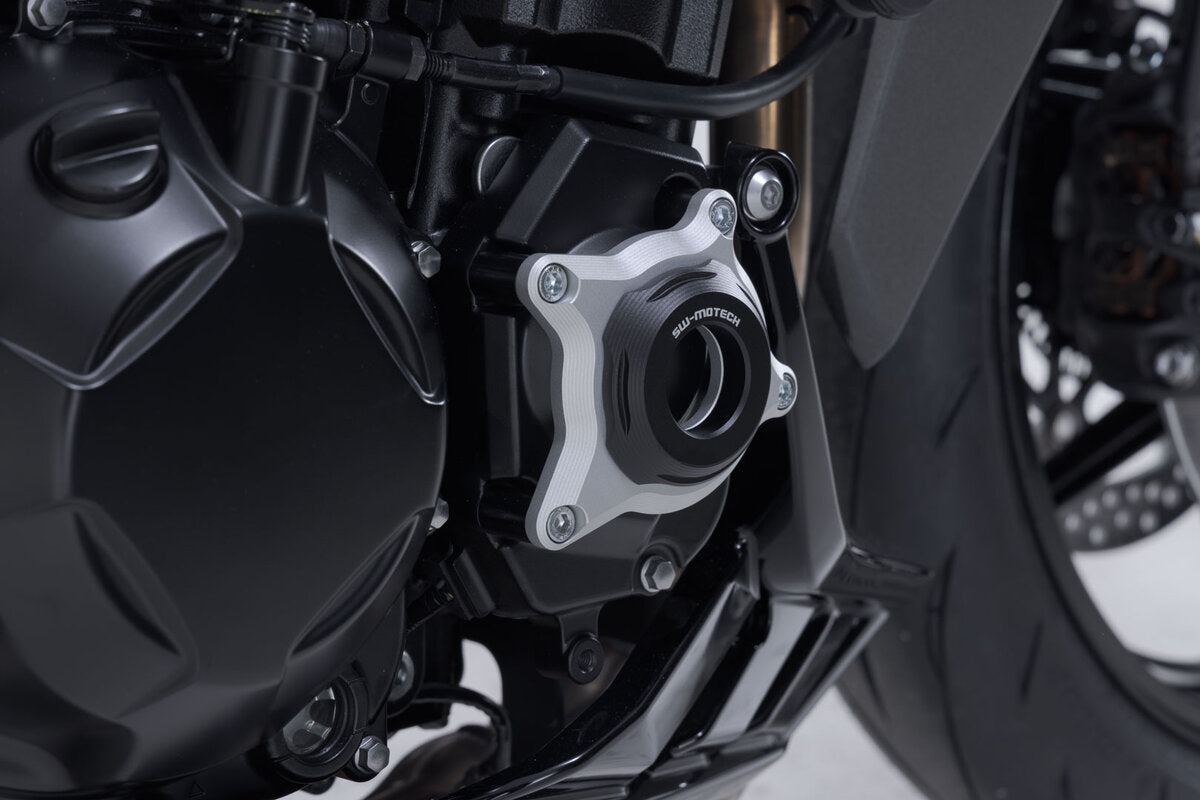 SW-Motech Motorgehäusedeckel-Schutz | Schwarz/Silbern. Kawasaki Z1100 / SE (25-).