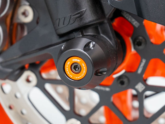 DBK Special Parts | PFAN10 - KTM | BLACK | Front Achsprotektoren | passend für KTM 1290 Super Duke / 1390 Super Duke / 790 / 890 / 990 Duke - Modelle