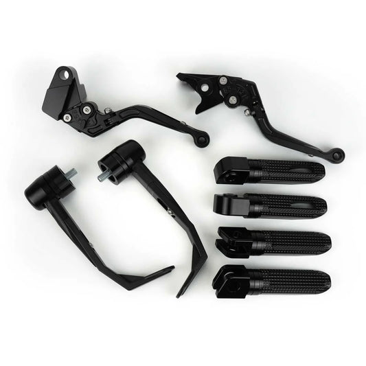 Raximo Dark Line | SET | Hebel - Lever Guards & Fußrasten - Set | Schwarz | mit ABE | passend für Kawasaki Z900 - Modelle (2025-2026)