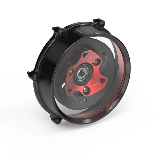 Rizoma Kupplungsdeckel | Klar | Rot | passend für Panigale / Streetfighter V2 - Modelle