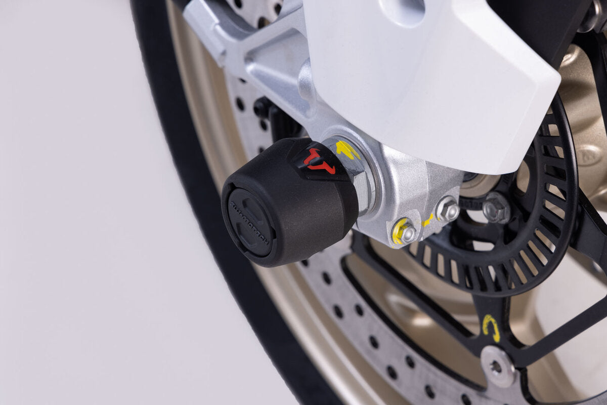 SW-Motech Sturzpad-Kit für Vorderachse | Schwarz. Moto Guzzi V100 Mandello/S, V85/TT/Strad.