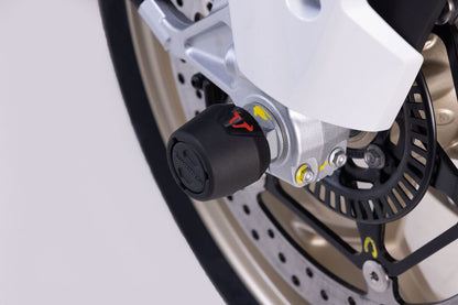 SW-Motech Sturzpad-Kit für Vorderachse | Schwarz. Moto Guzzi V100 Mandello/S, V85/TT/Strad.