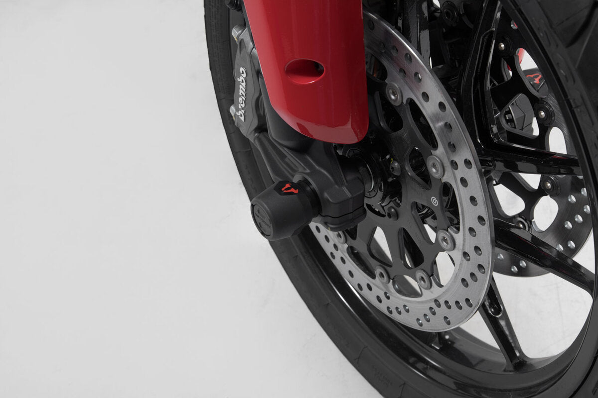 SW-Motech Sturzpad-Kit für Vorderachse | Schwarz. Ducati Multistrada V4 / Hypermotard 950.