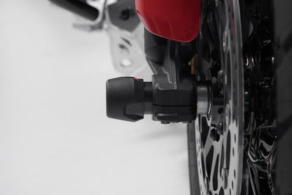 SW-Motech Sturzpad-Kit für Vorderachse | Schwarz. Ducati Multistrada V4 / Hypermotard 950.