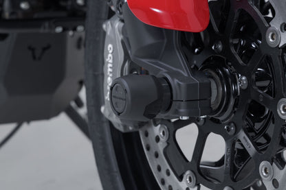 SW-Motech Sturzpad-Kit für Vorderachse | Schwarz. Ducati Multistrada V2 / V2 S (24-).