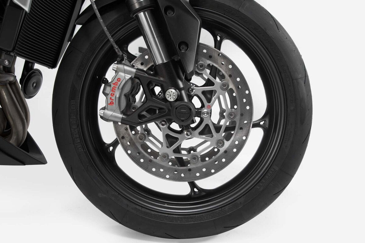 SW-Motech Sturzpad-Kit für Vorderachse | Schwarz. Moto Guzzi V85 TT (19-21).