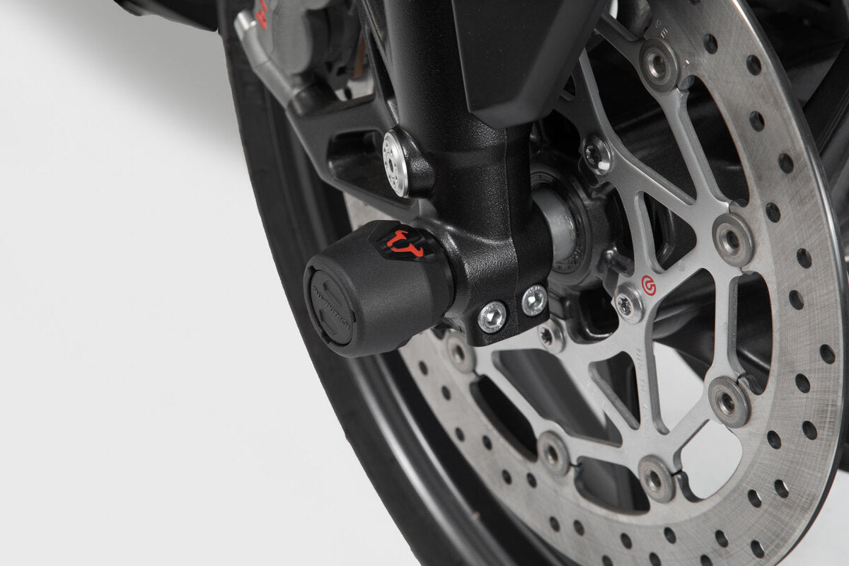 SW-Motech Sturzpad-Kit für Vorderachse | Schwarz. Moto Guzzi V85 TT (19-21).