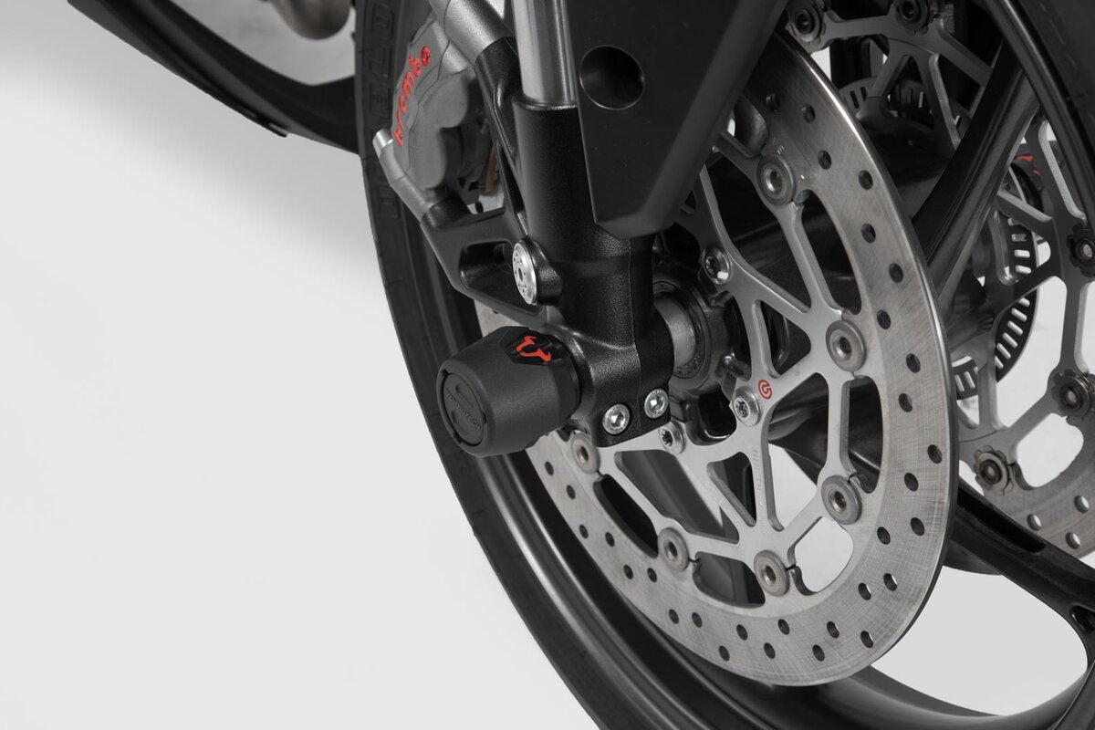 SW-Motech Sturzpad-Kit für Vorderachse | Schwarz. Moto Guzzi V85 TT (19-21).