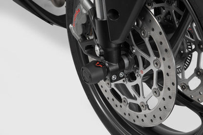 SW-Motech Sturzpad-Kit für Vorderachse | Schwarz. Moto Guzzi V85 TT (19-21).