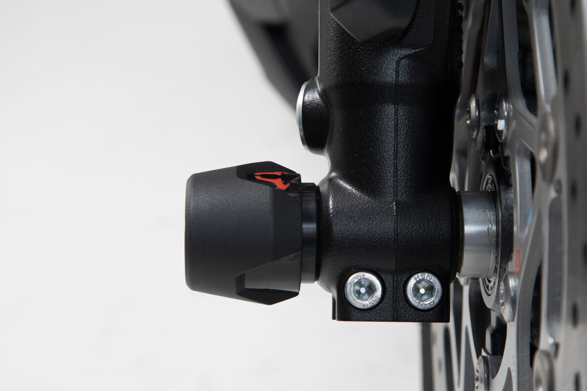 SW-Motech Sturzpad-Kit für Vorderachse | Schwarz. Moto Guzzi V85 TT (19-21).